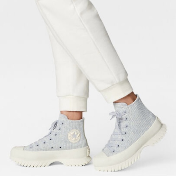 Converse Light Blue High-Top Sneakers with Rugged Lug Sole - Picture 4 of 9